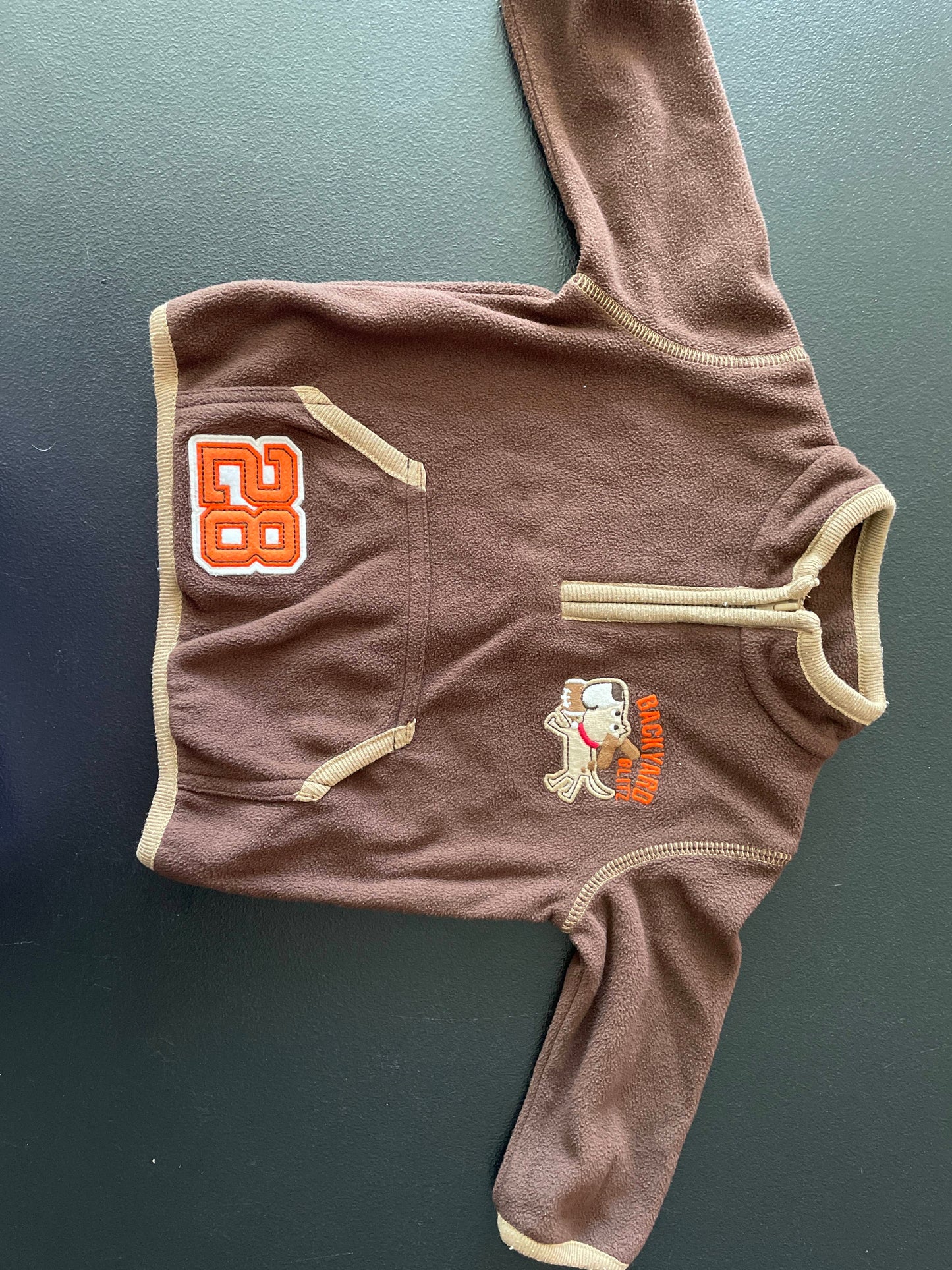 6m Boys Fleece Pullover, Brown, Football Dog