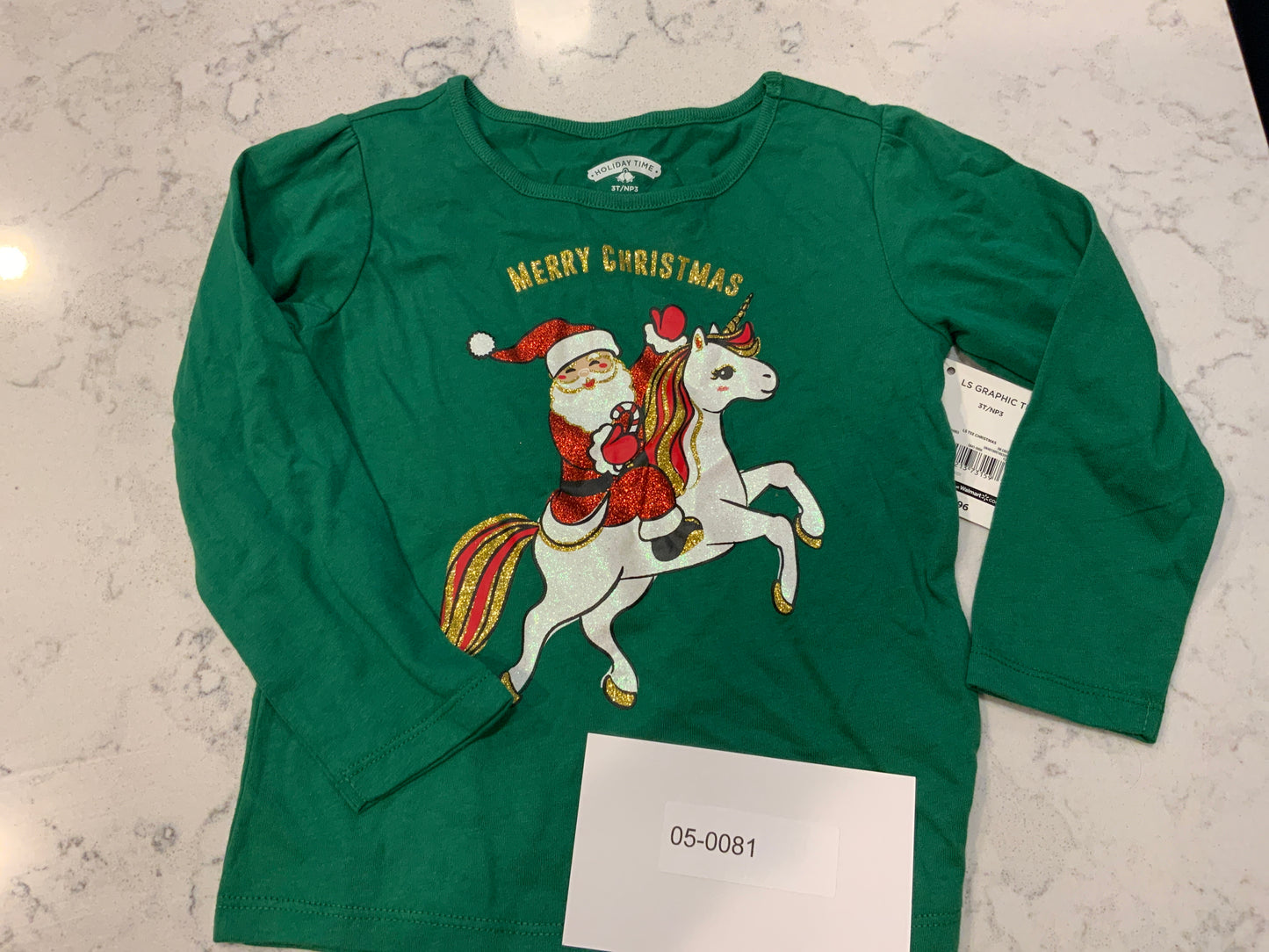 3T Girls Santa Unicorn top