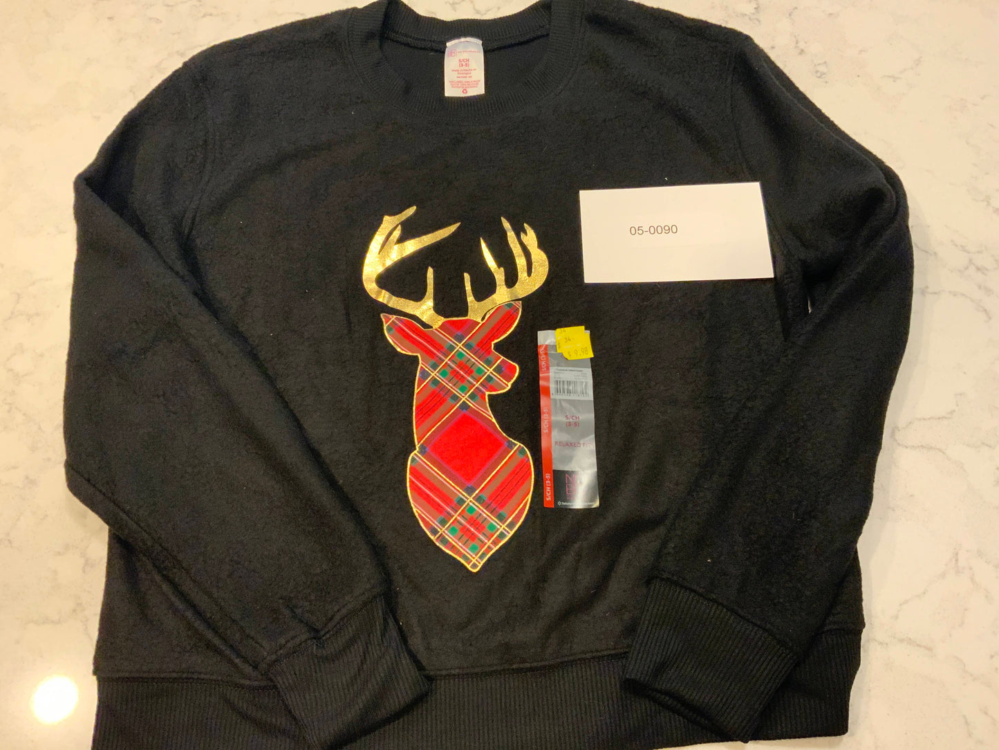 S (3-5) Juniors Girls Fleece Reindeer top
