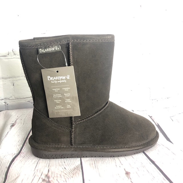 4 Girl Youth Bear Paw Boots, Chocolate Brown