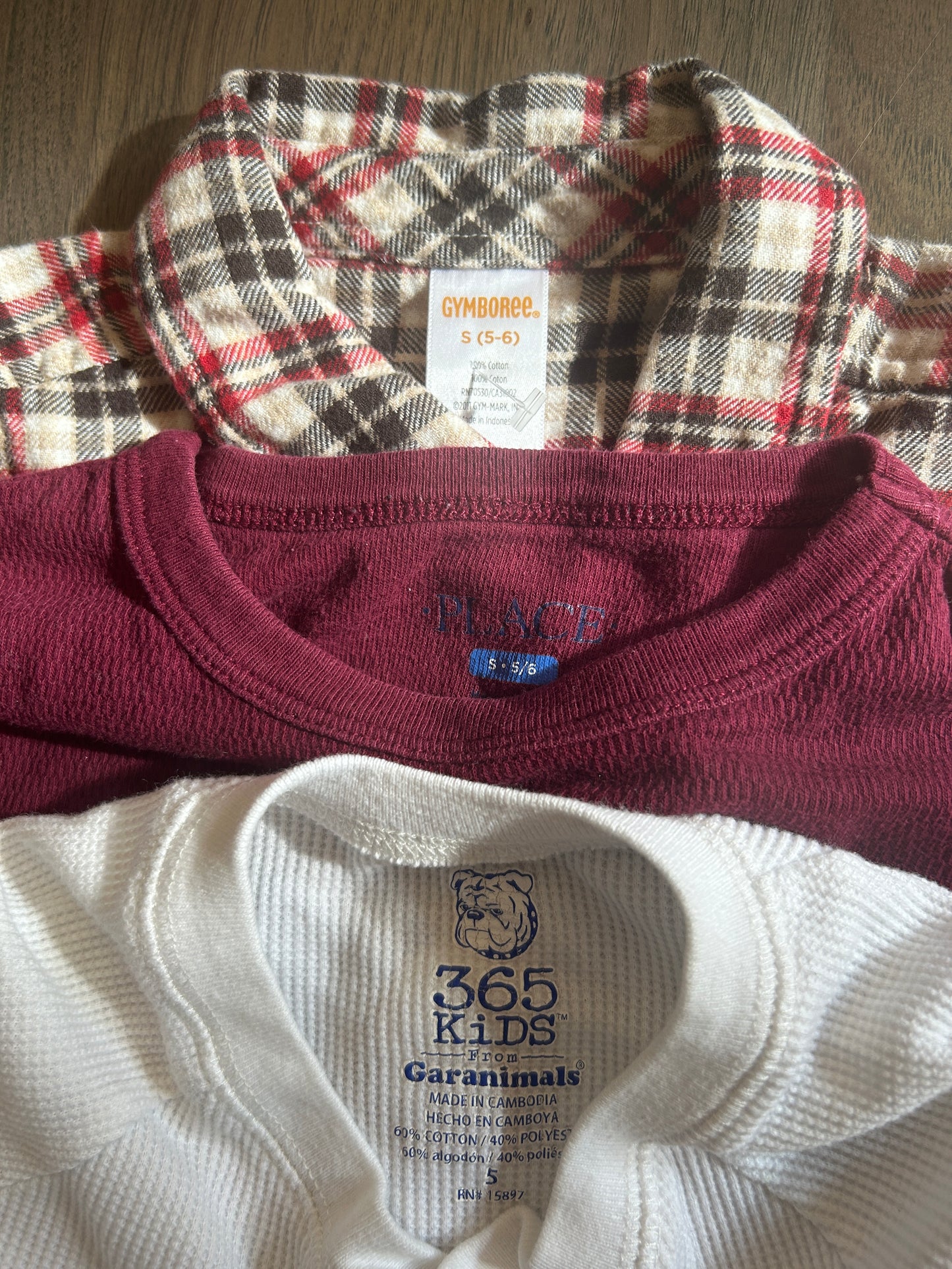 Lot of Children’s Place, Gymboree, Garanimals, two long sleeve shirts, one thick button up shirt, boy, size 5, 5-6 years