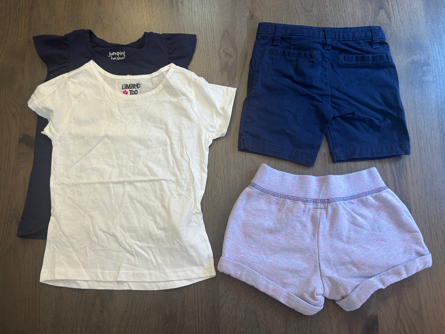 Lot of Gap Kids, Jumping Beans, Faded Glory, one romper, three short sleeve shirts, two shorts, girl, size 6, 6X, 6-7