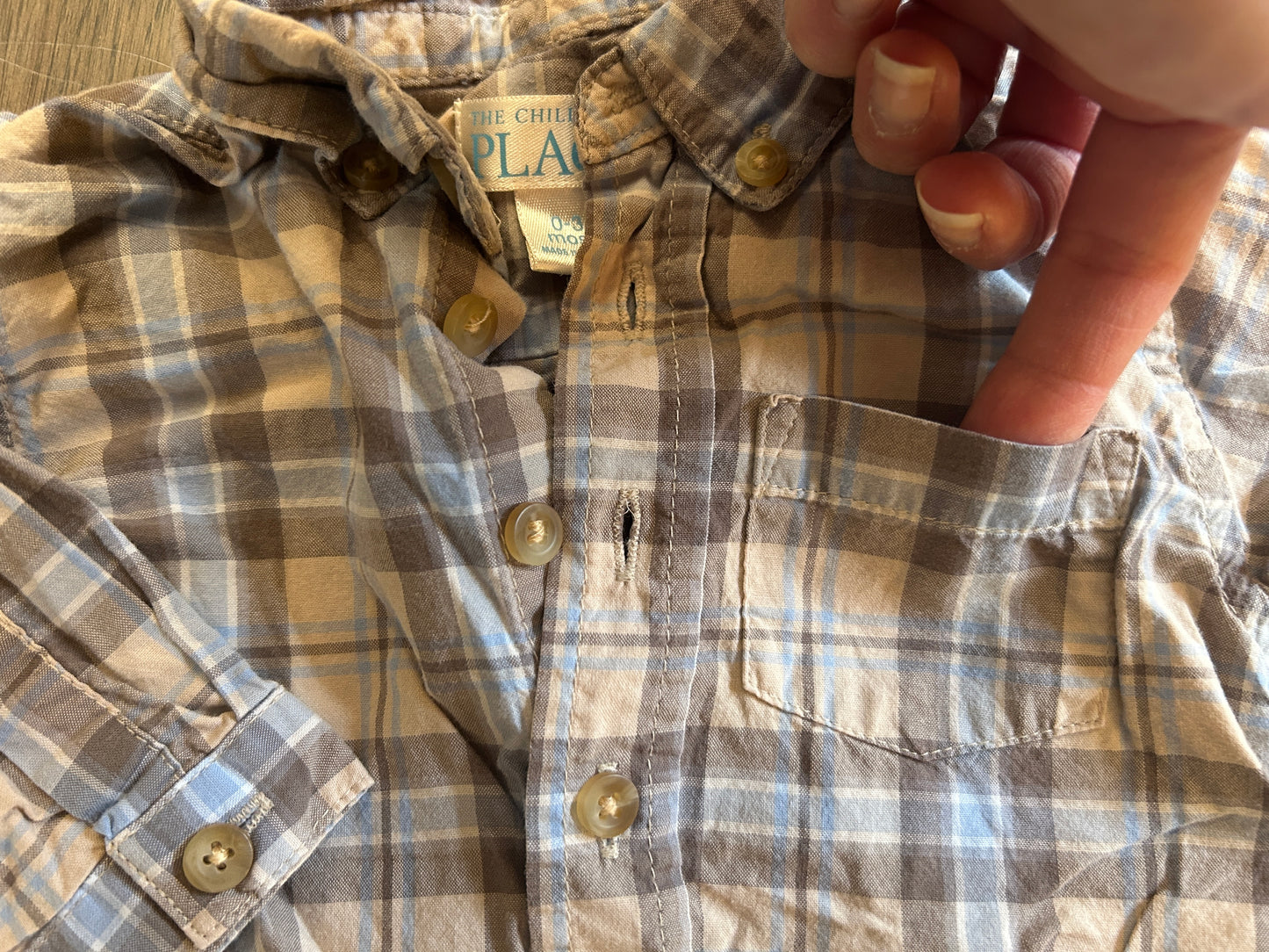 Children’s Place outfit, overall and shirt, boy, size 0-3 months