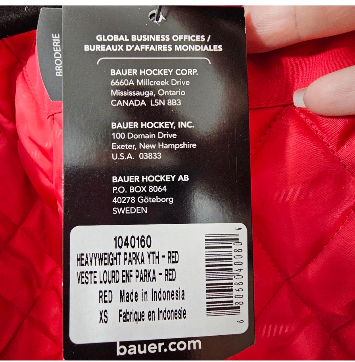 NWT Bauer Team Thinsulate Youth Hockey Coat, Heavyweight