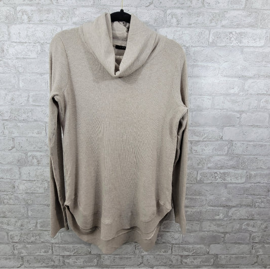 Cyrus Cowl Neck Sweater, Tan, Size Large