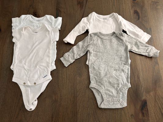 Lot of 4, boy or girl onesies, size 0-3, 3 months