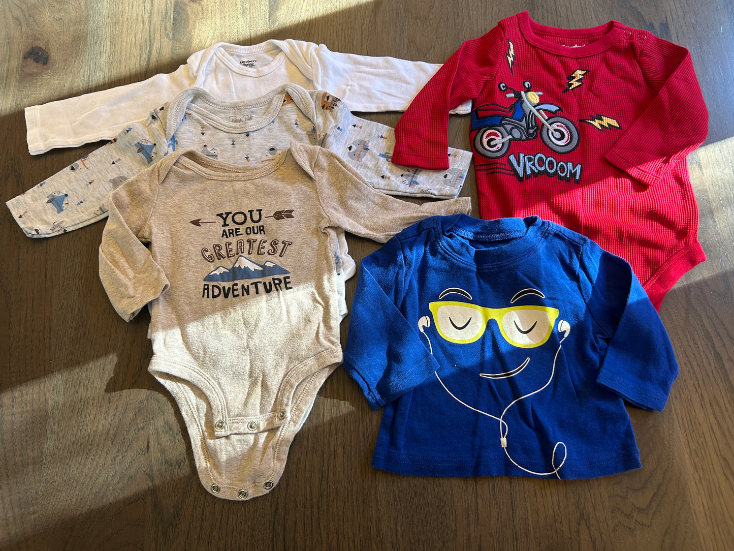 Lot of 5, boy shirts, size 3-6 months