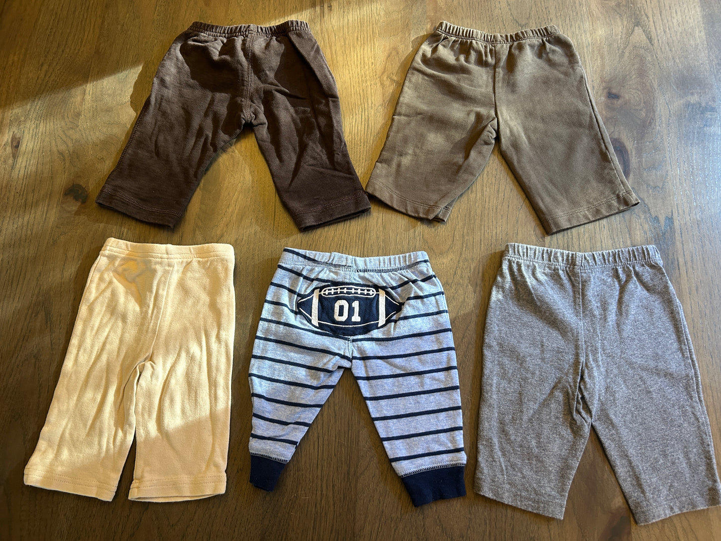 Lot of 5, boys pants, size 0-3, 3 months
