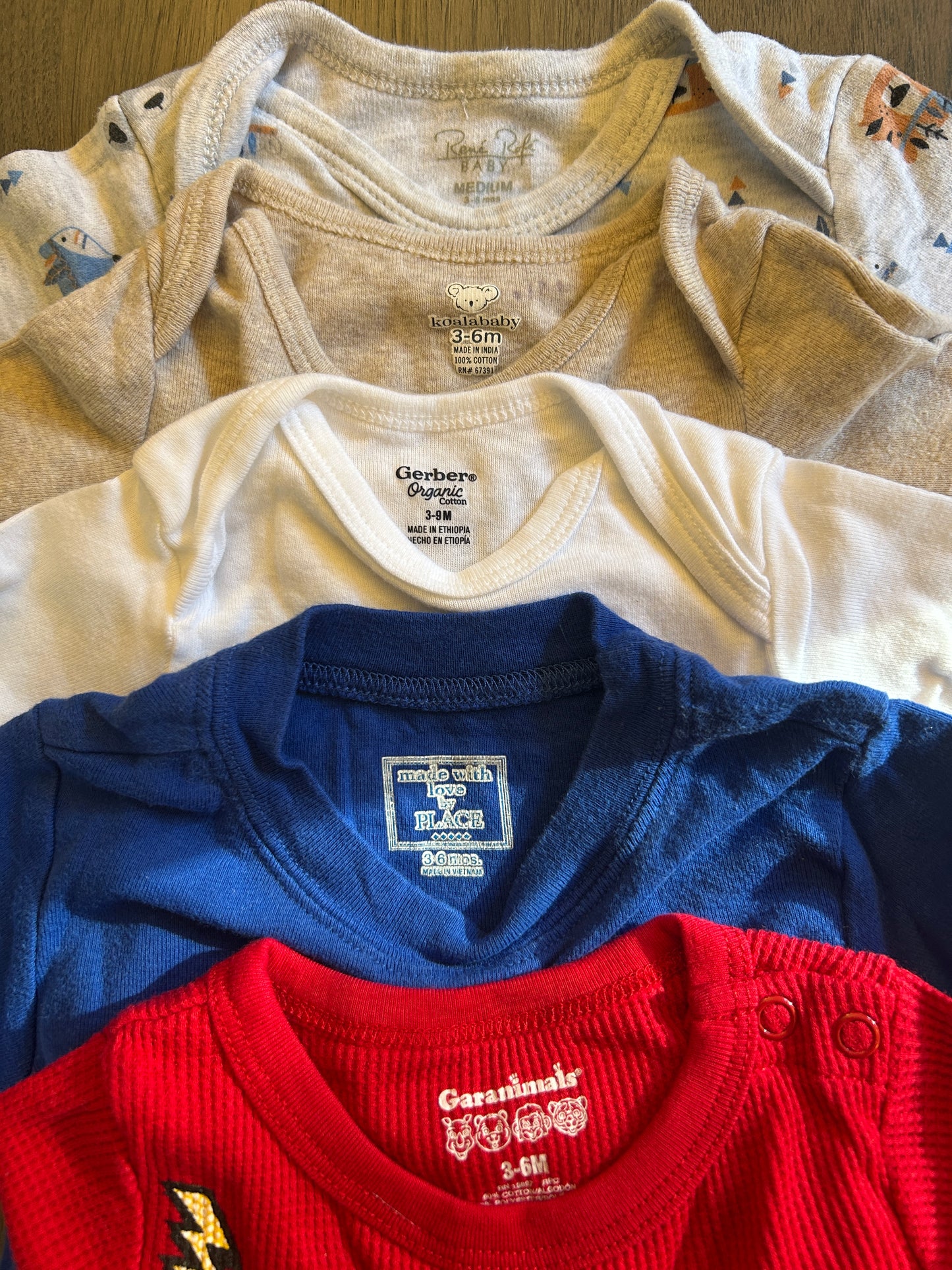 Lot of 5, boy shirts, size 3-6 months