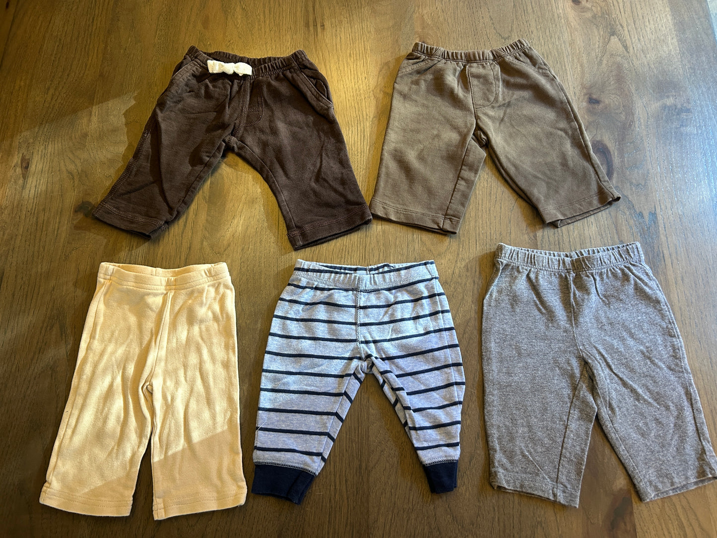 Lot of 5, boys pants, size 0-3, 3 months