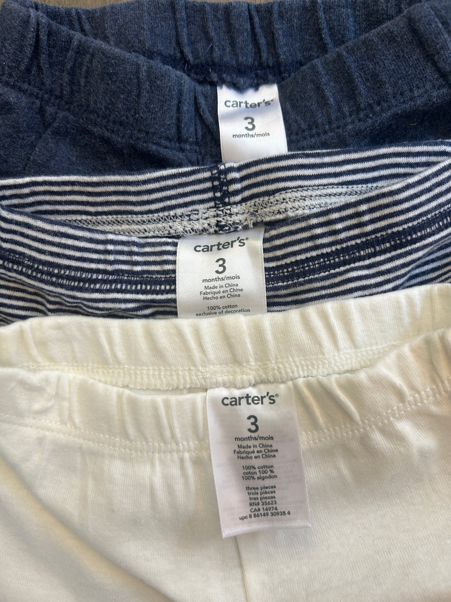 Lot of 5, boys pants, size 3 months