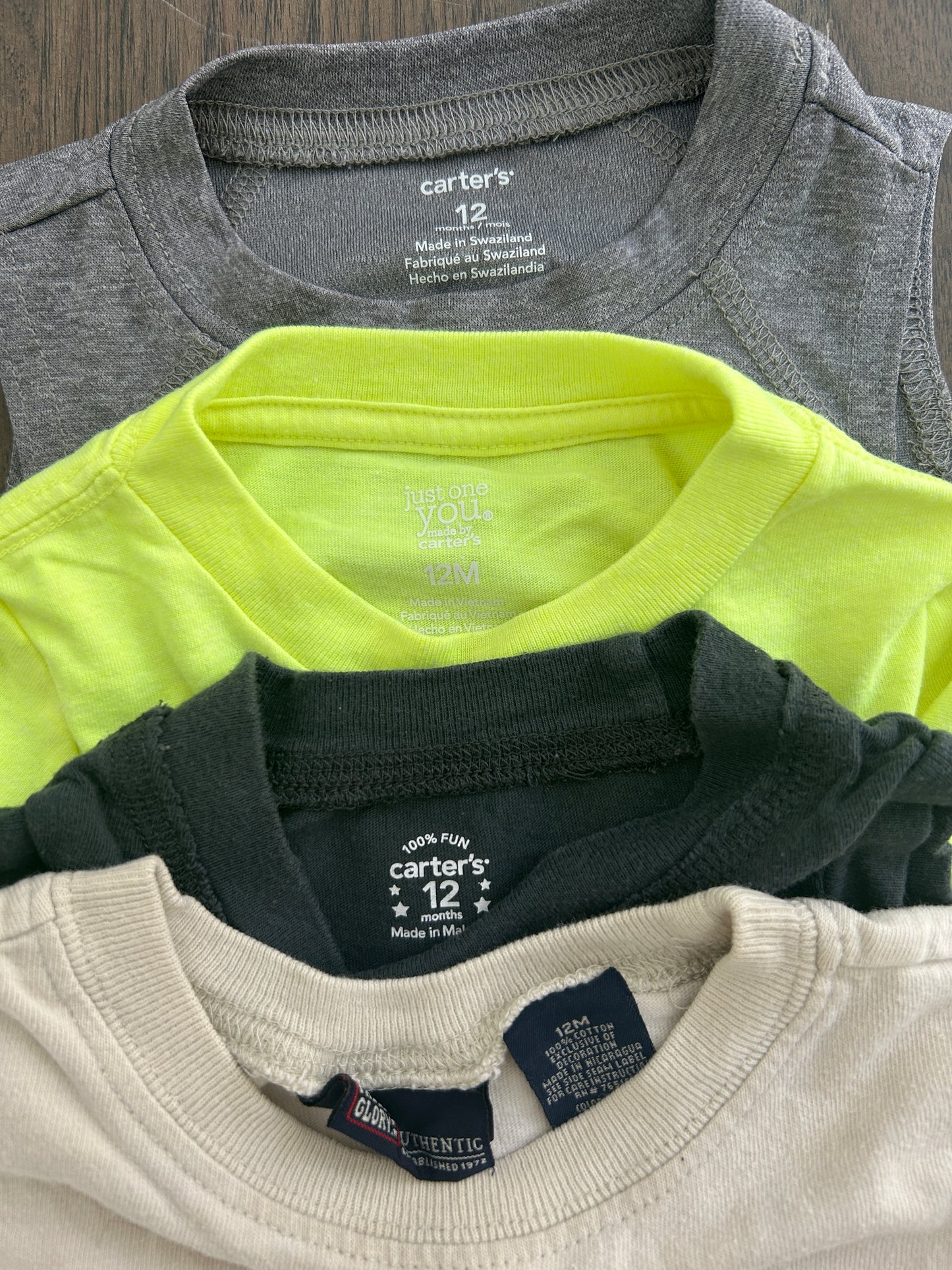 Lot of 4, boys short sleeved shirts, size 12 months