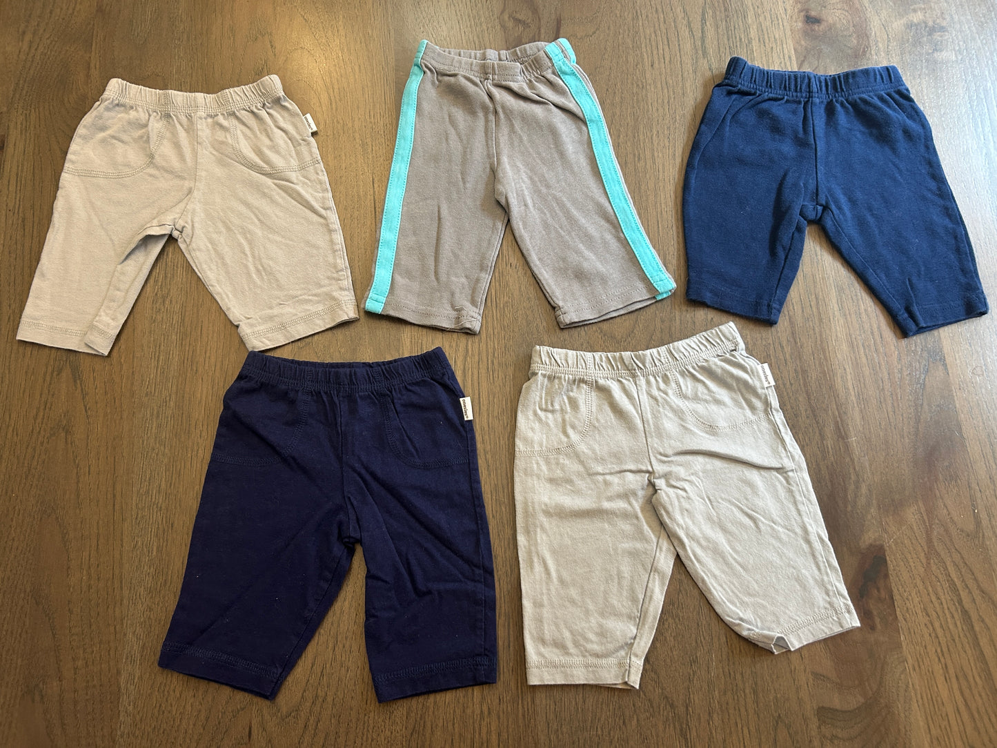 Lot of 5, boys pants, size 0-3 months