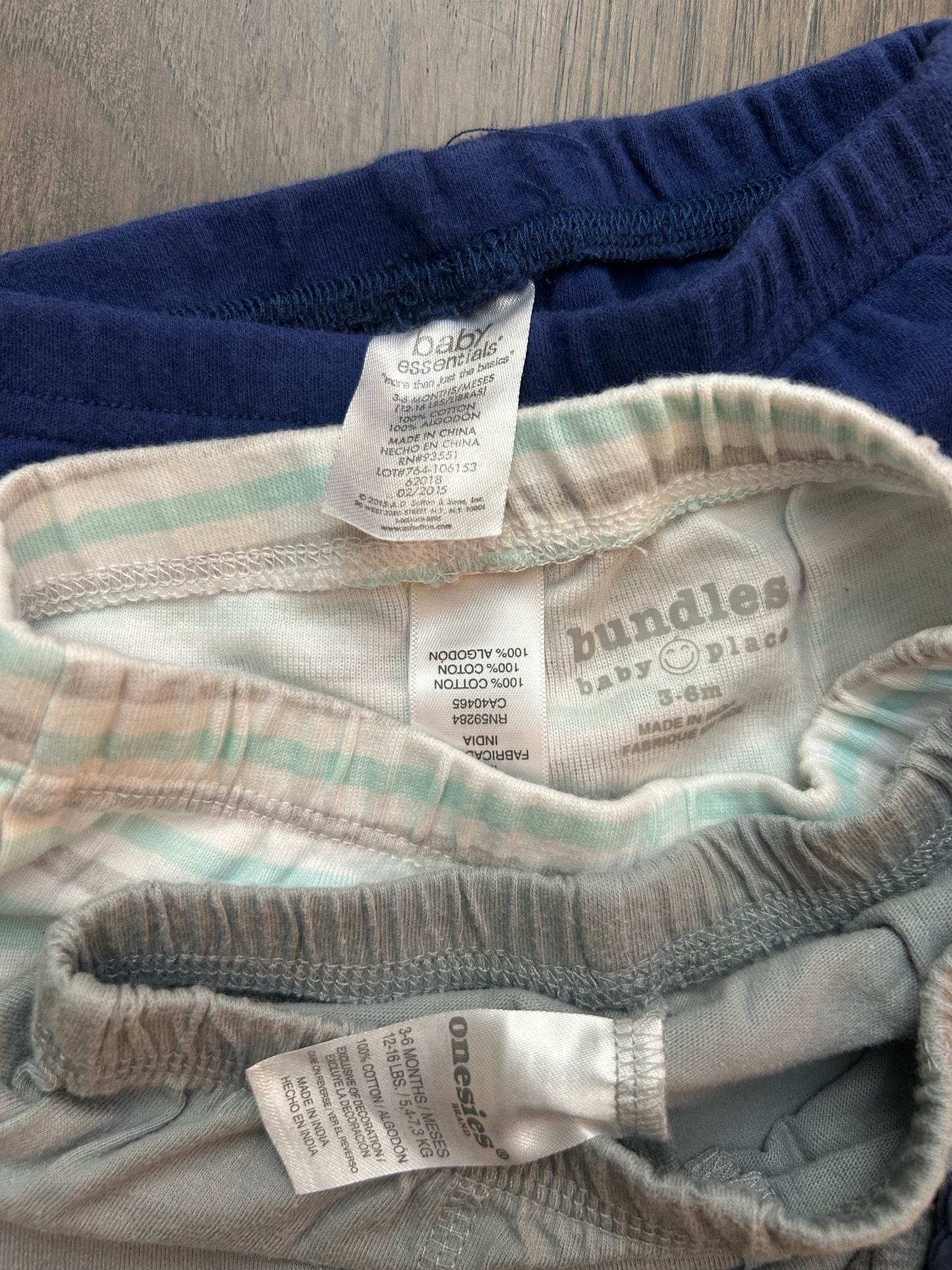 Lot of 5, boys pants, size 3-6 months