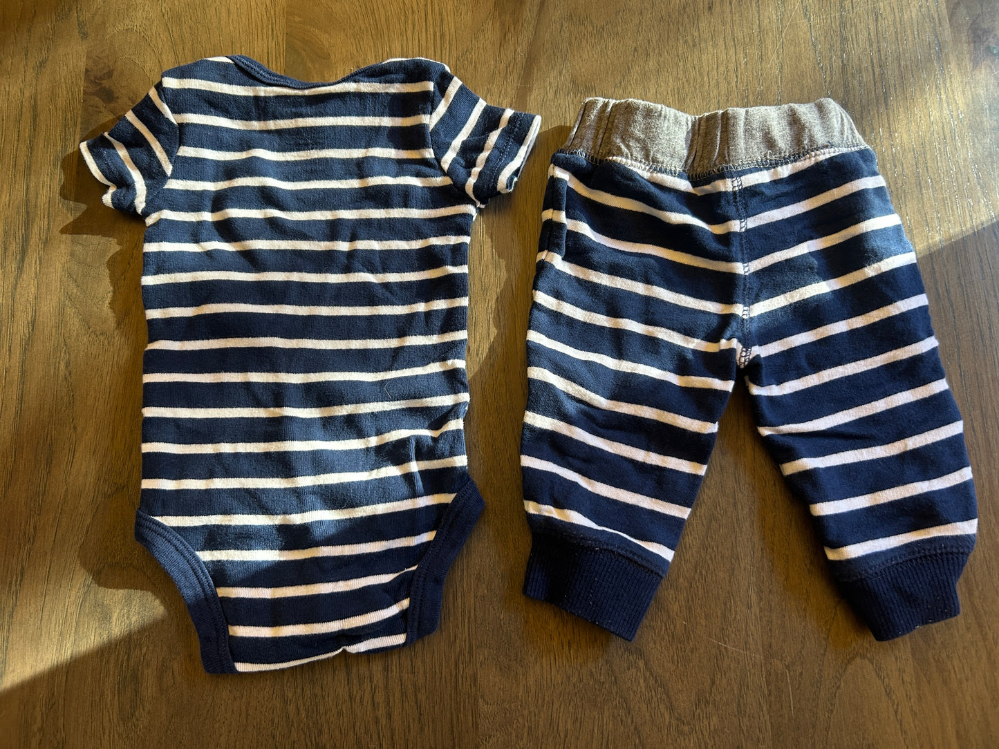 Carter’s, onesie and pant, boy, size 3 months, striped