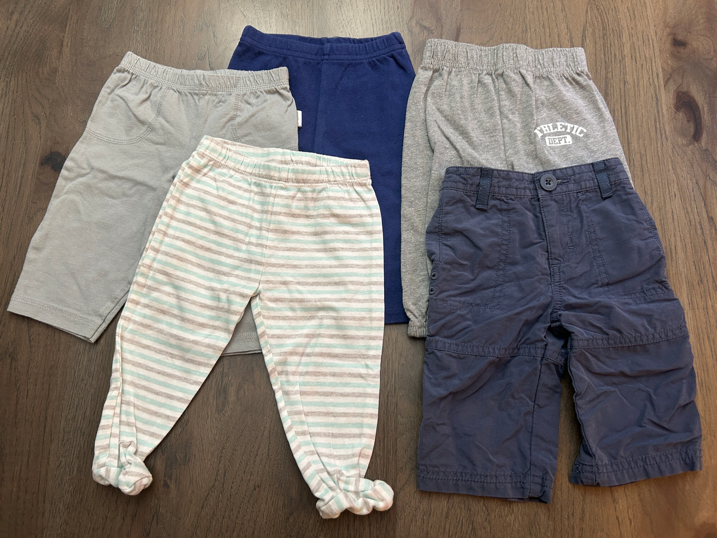 Lot of 5, boys pants, size 3-6 months