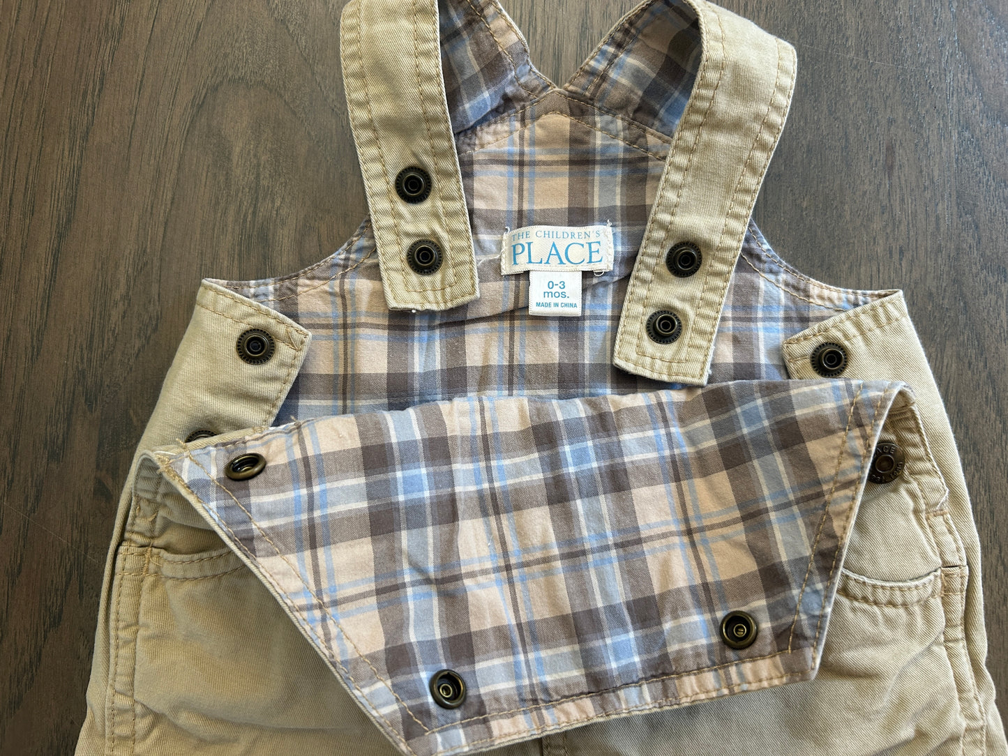 Children’s Place outfit, overall and shirt, boy, size 0-3 months