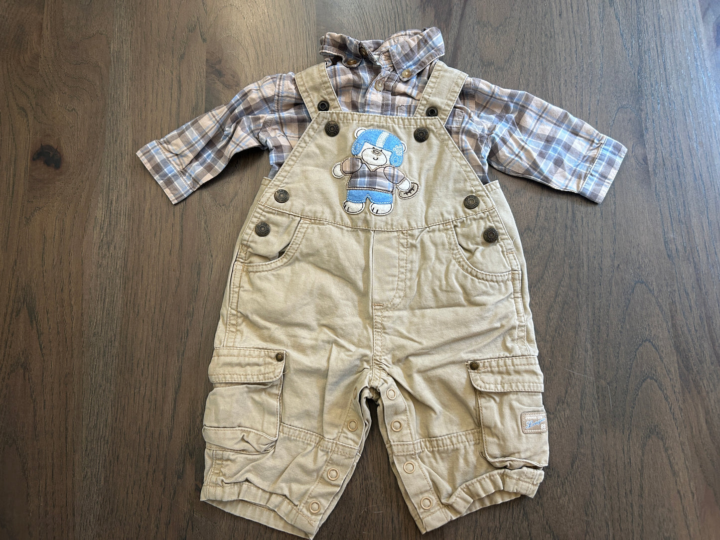 Children’s Place outfit, overall and shirt, boy, size 0-3 months