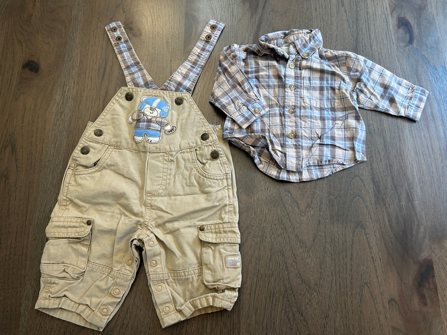 Children’s Place outfit, overall and shirt, boy, size 0-3 months