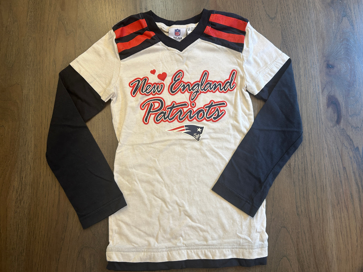 Lot of NFL Team Apparel, Justice, three long sleeve shirts, girl size 6/7, 7/8