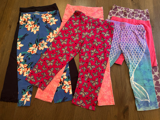Lot of Old Navy, Faded Glory, So, Wonder Nation, Oshkosh, girl, five leggings, one bicycle short, size 7, 7/8, 8