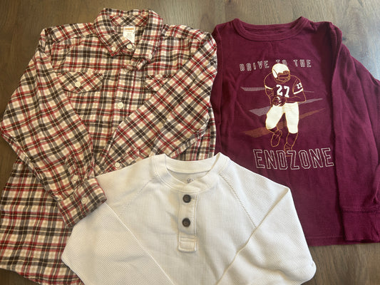 Lot of Children’s Place, Gymboree, Garanimals, two long sleeve shirts, one thick button up shirt, boy, size 5, 5-6 years