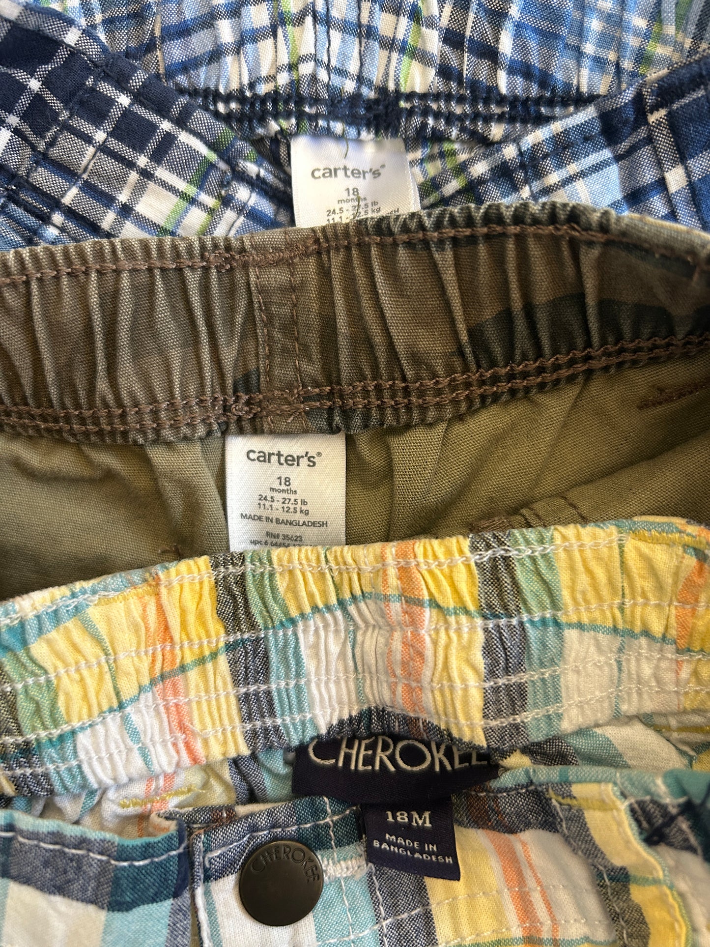 Lot of 5, boy shorts, size 12/18, 18 months