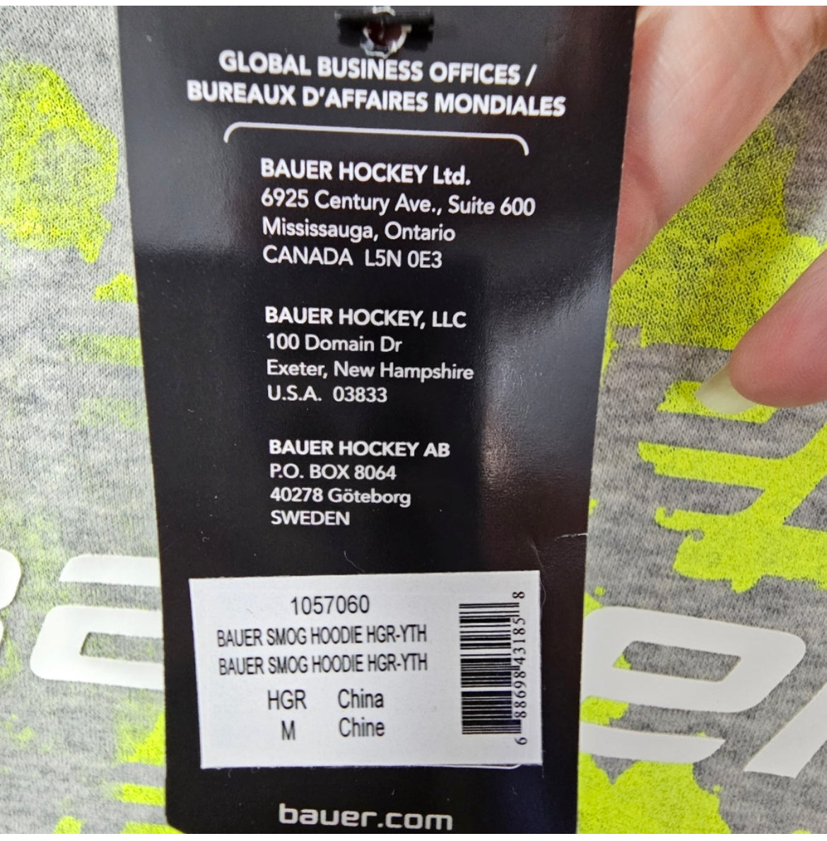 Bauer Sweatshirt Hoodie, Youth, Gray, NWT