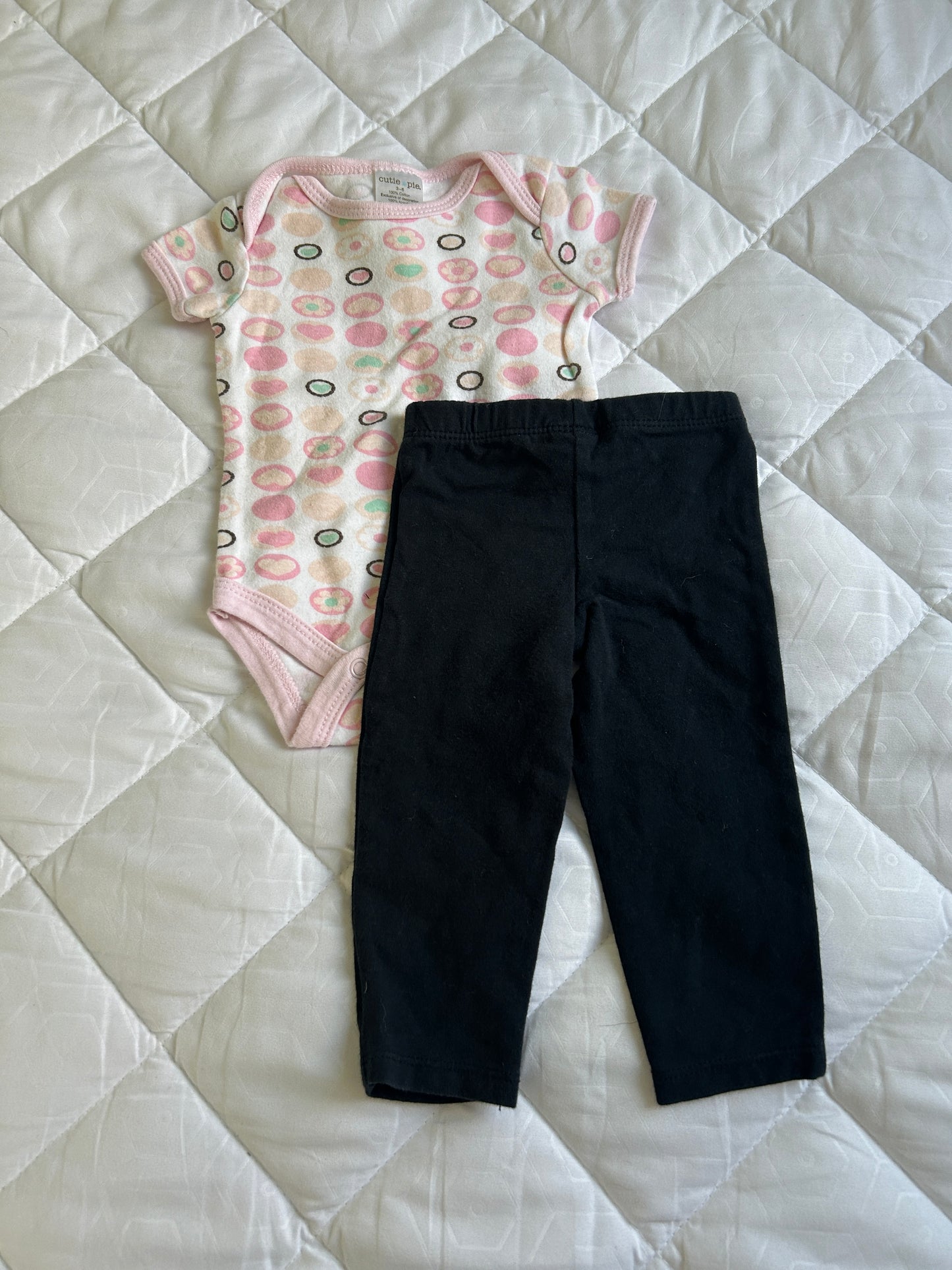 Lot of Carter’s, Cutie Pie, two onesies,  two pants, girl, sizes 3-6 months, 6 months