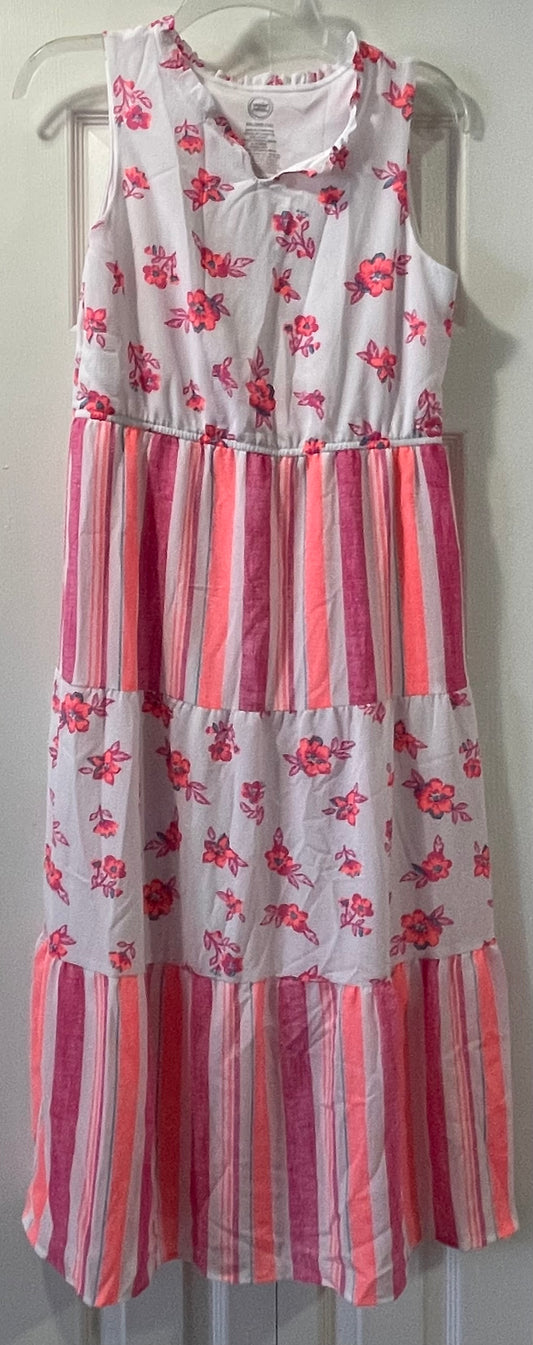 Wonder Nation Dress, Girls Sz XXL, White/Pink/Coral