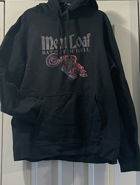 Hoodie Sweatshirt, Youth Sz L, Black, Meat Loaf