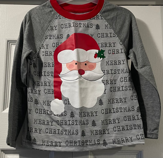 Holiday Time Long Sleeve Tee, Boys Sz 4T, Gray, Santa