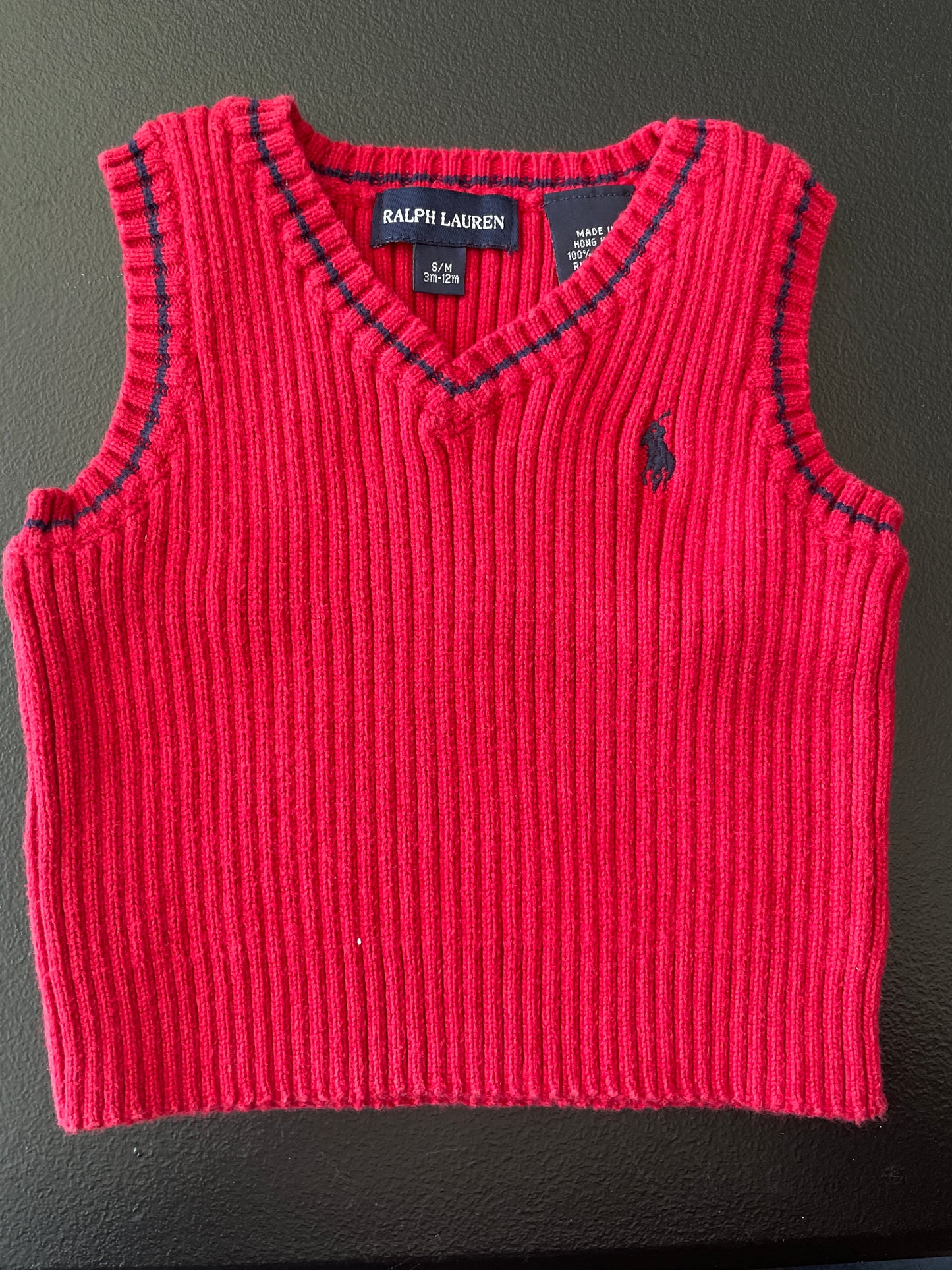 Ralph Lauren Sweater Vest, Boys Sz 3-12mo, Red