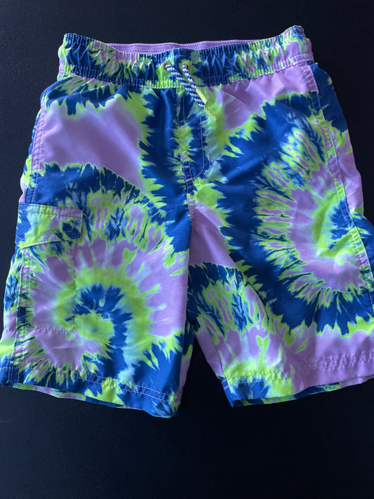 Cat & Jack Board Shorts, Boys Sz S, Purple & Navy Tie Dye