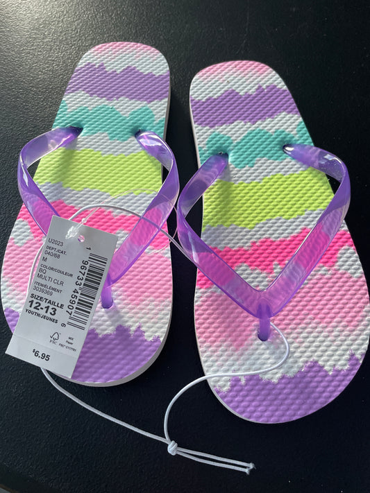 Children’s Place Flip Flops, Girls Sz 12-13, Multicolored