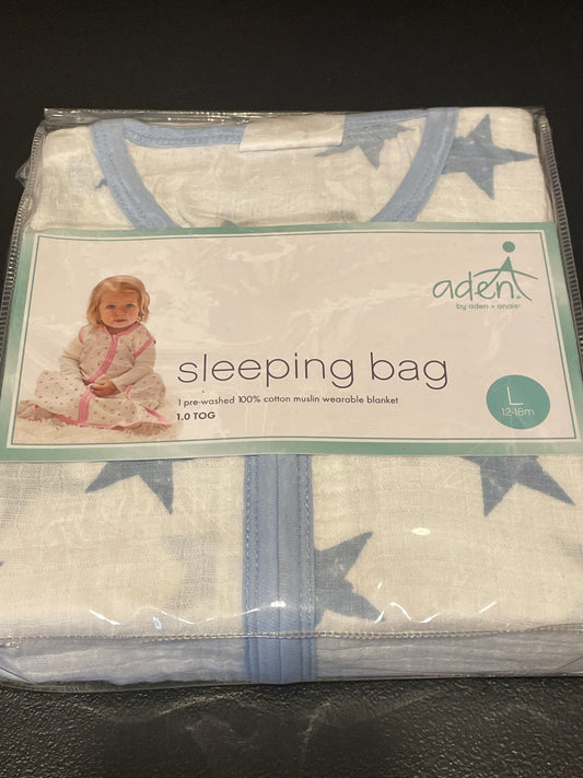 Aden and Anais Sleeping Bag, Infants Sz 12-18 mo, White & Blue