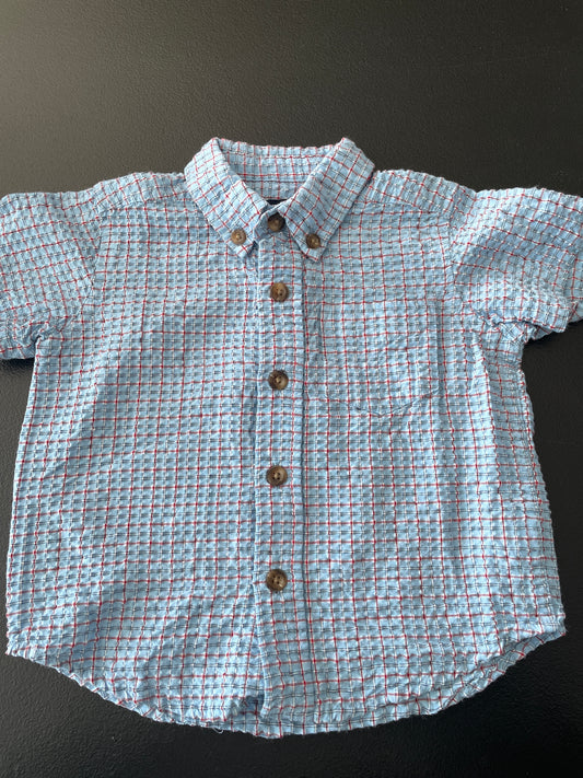 Children’s Place Shirt, Boys Sz 12mo, Blue Plaid