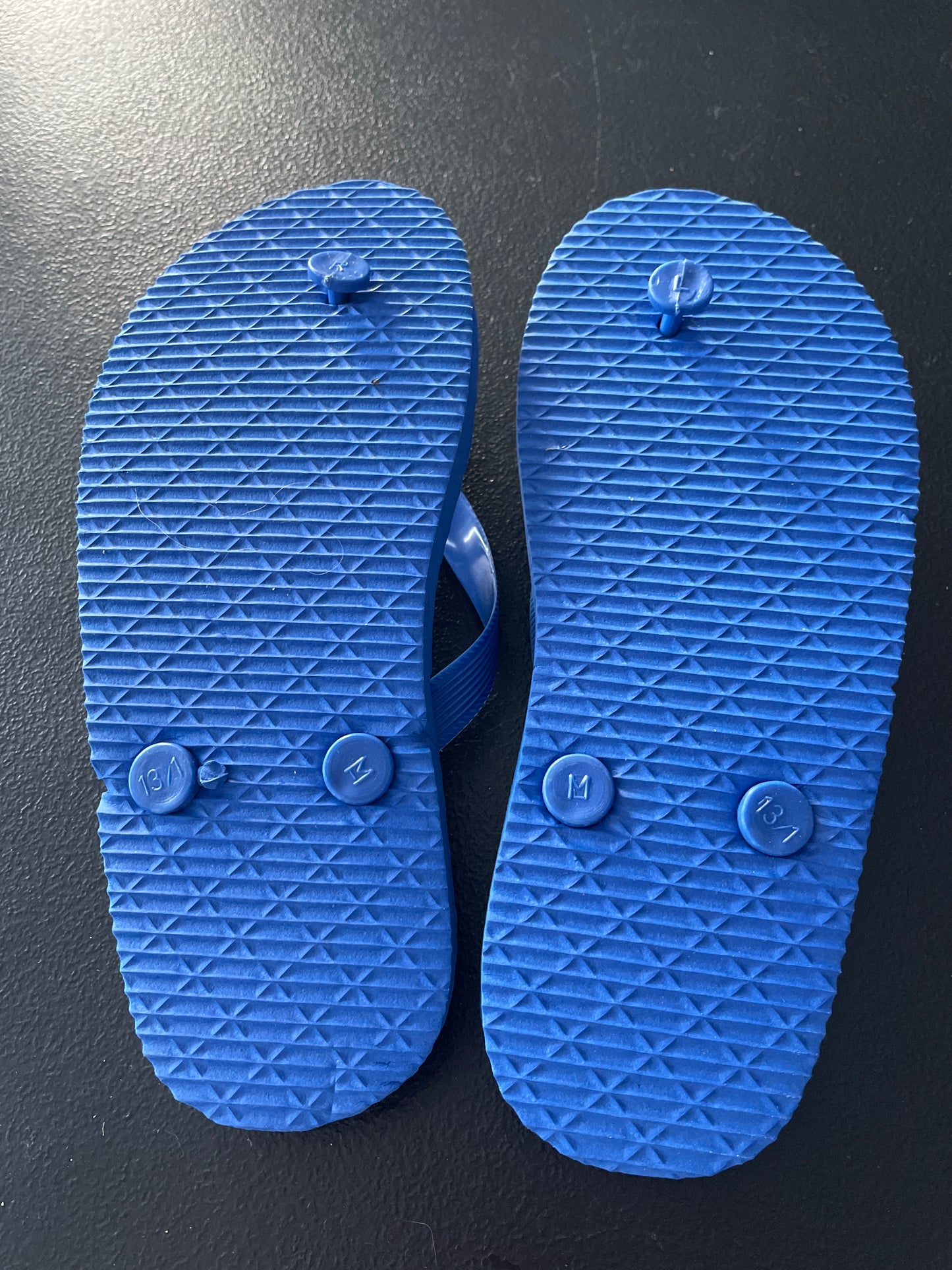 Midwood Brands Flip Flops, Boys Sz L, Blue Striped