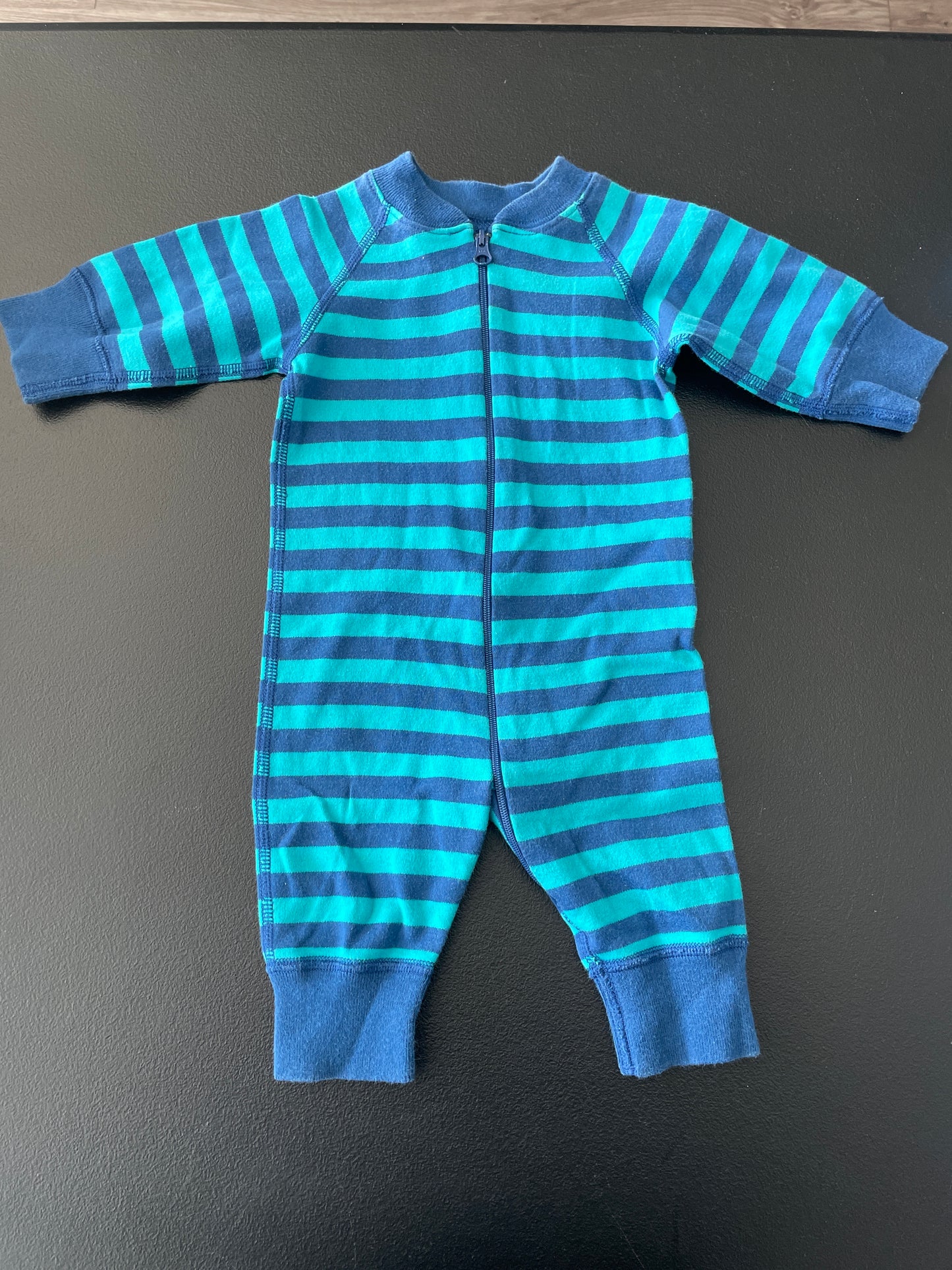 Hanna Andersson Sleeper, Boys Sz 0-3 Mo, Blue Striped