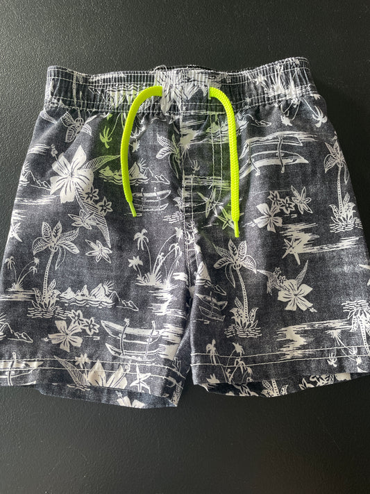 Old Navy Swim Trunks, Boys Sz 12-18m, Black, Hawaiian Print