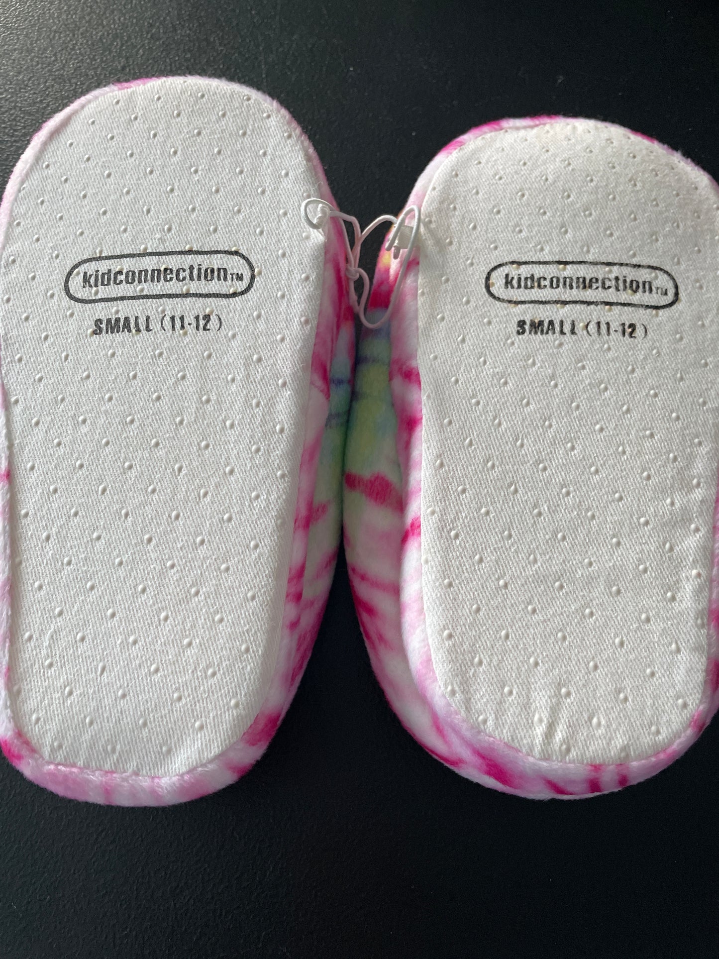 Kid Connections Slippers, Girls Sz 11-12, Pink Tie-Dye