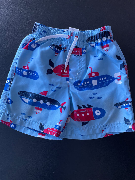 Gymboree Swim Trunks, Boys Sz 18-24mo, Blue, Submarines