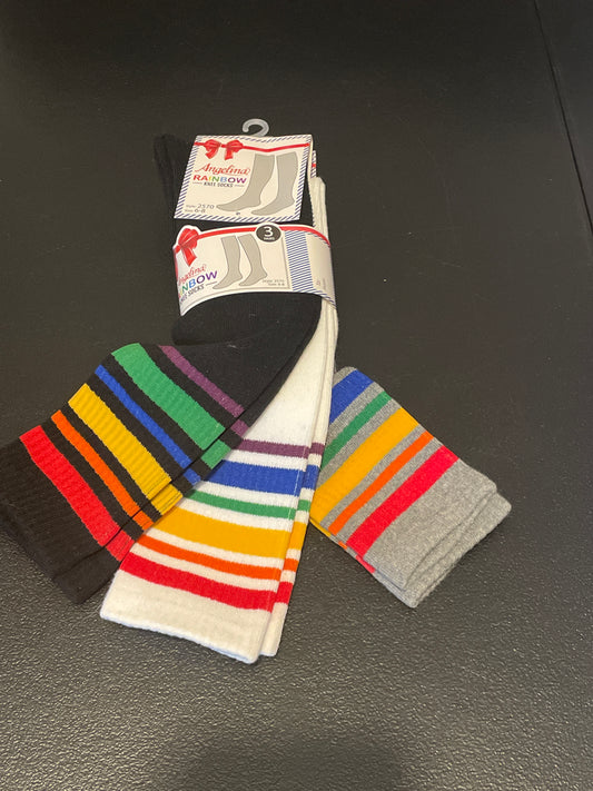 Angelina Socks (3pk), Girls Sz 6-8, Multi Rainbow