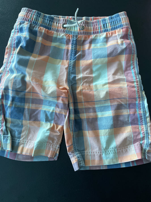 Gap Kids Swim Trunks, Boys Sz M, Peach Plaid