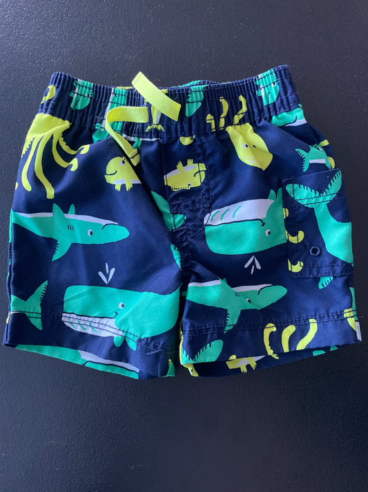 Carters Swim Trunks, Boys Sz 3mo, Navy, Whales