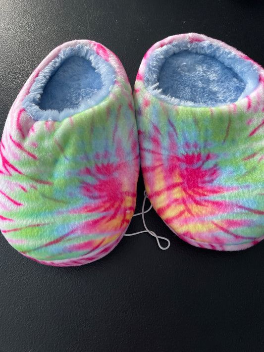 Kid Connections Slippers, Girls Sz 11-12, Pink Tie-Dye