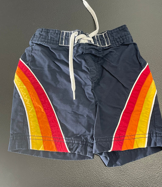 6-12m Boys Swim Trunks, Navy w/Rainbow