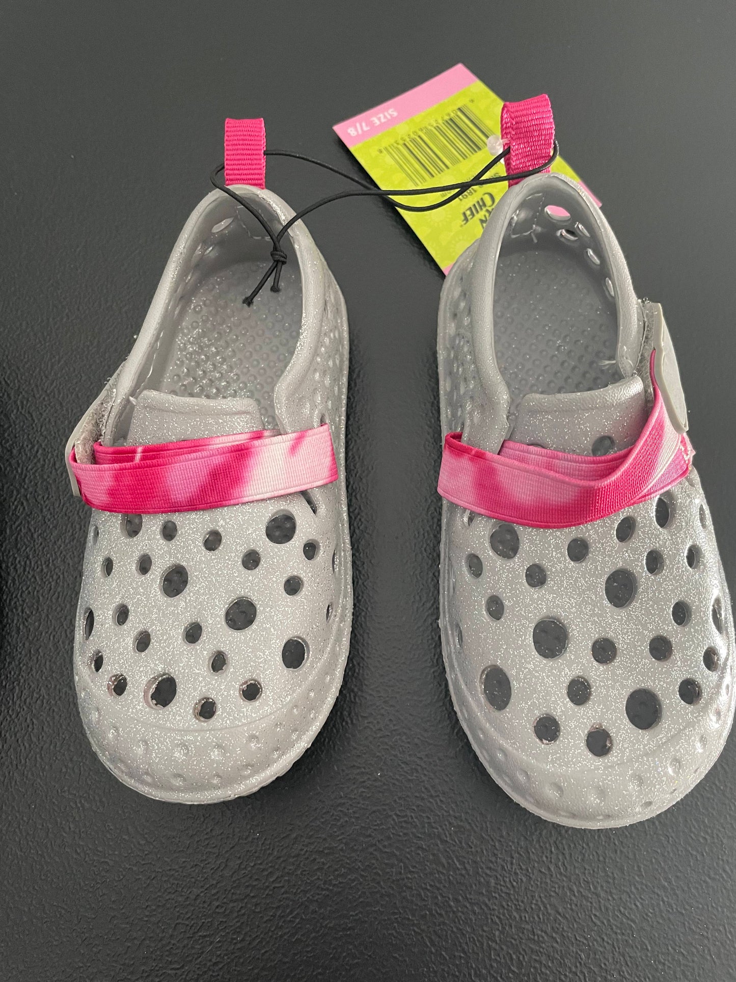 7/8 Toddler Girls Sandals, Grey Glitter