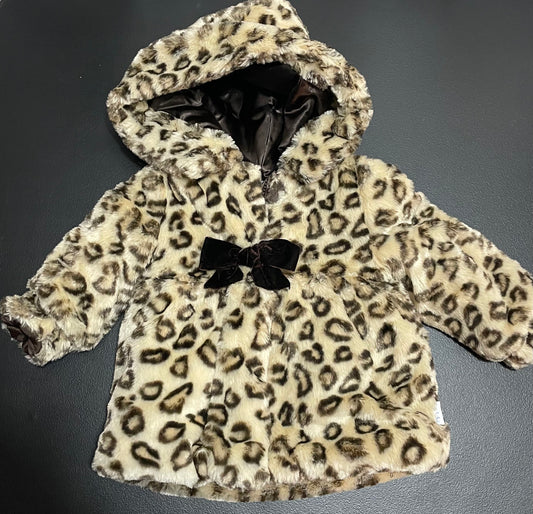 18M Girls Jacket, Leopard Print Faux Fur