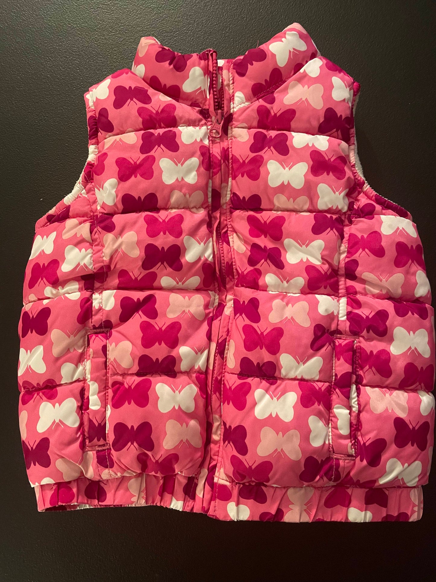 4T Girls Puffer Vest, Pink w/Butterflies